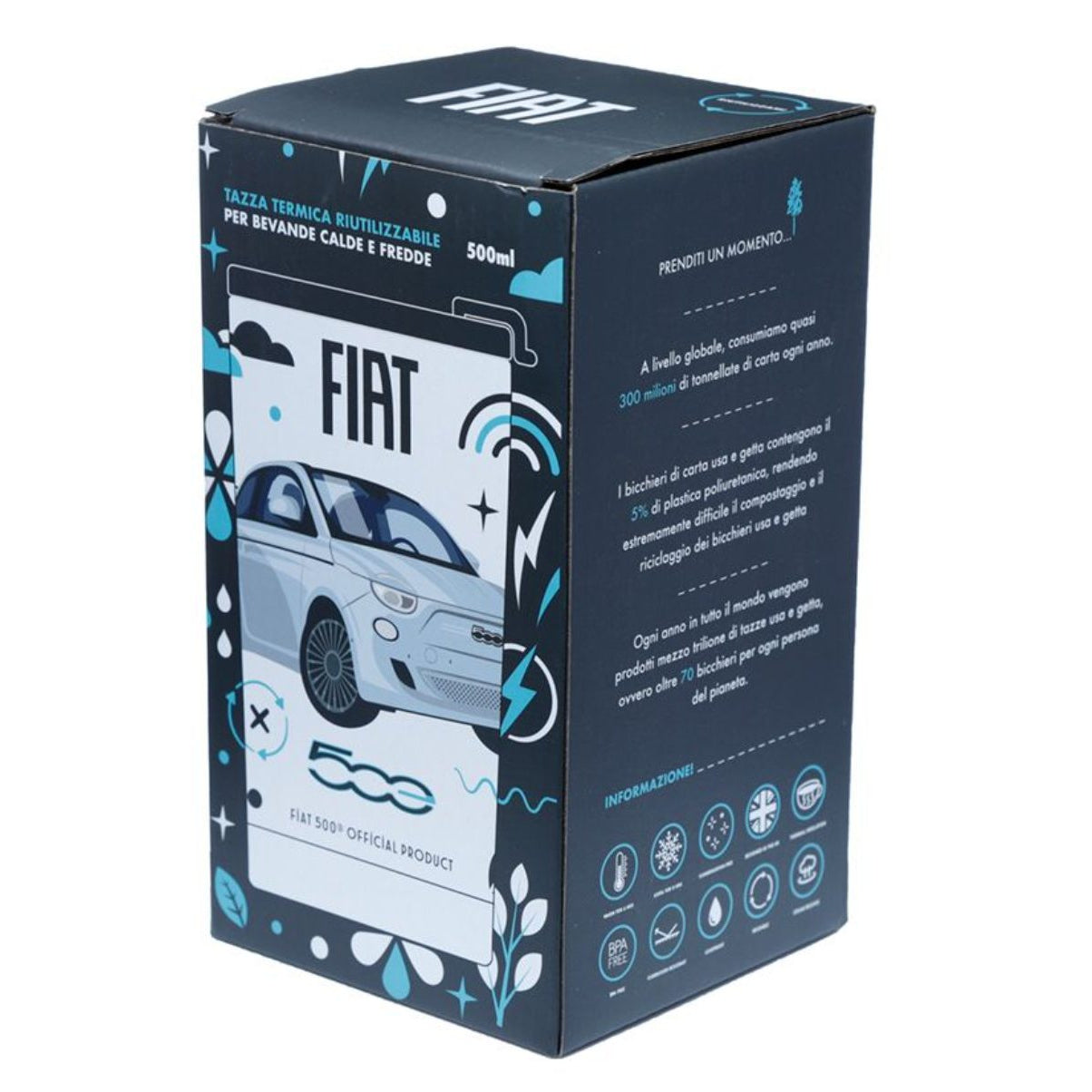 Fiat 500 termosmuki, ruostumaton teräs