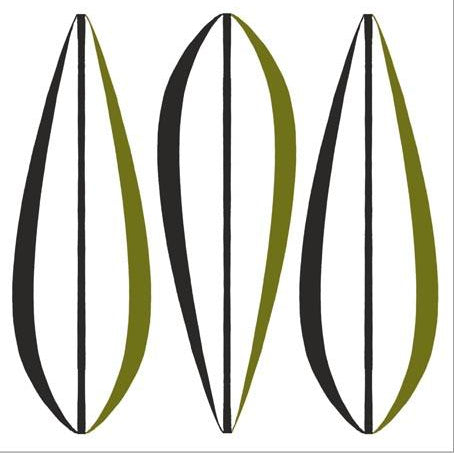 Kaakelitarra, Leaves Olive/Black 6 kpl