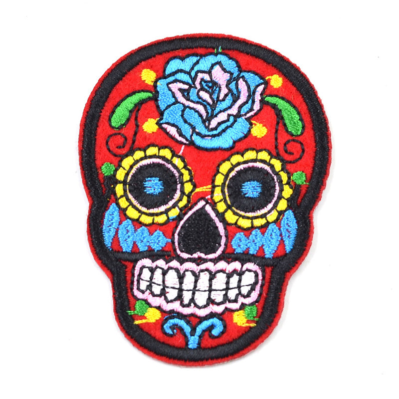 Kangasmerkki, sugar skull punainen