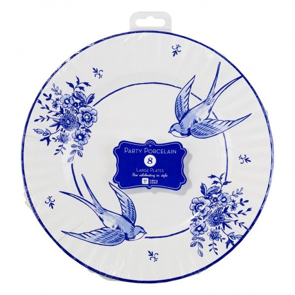 Kertislautanen (8 kpl), Party porcelain blue large
