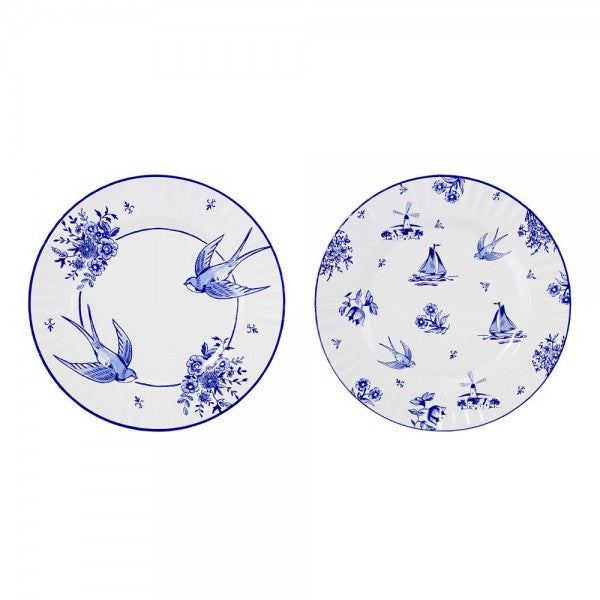 Kertislautanen (8 kpl), Party porcelain blue large