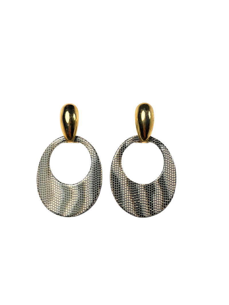 Korvakorut käärmeennahka, oval w gold