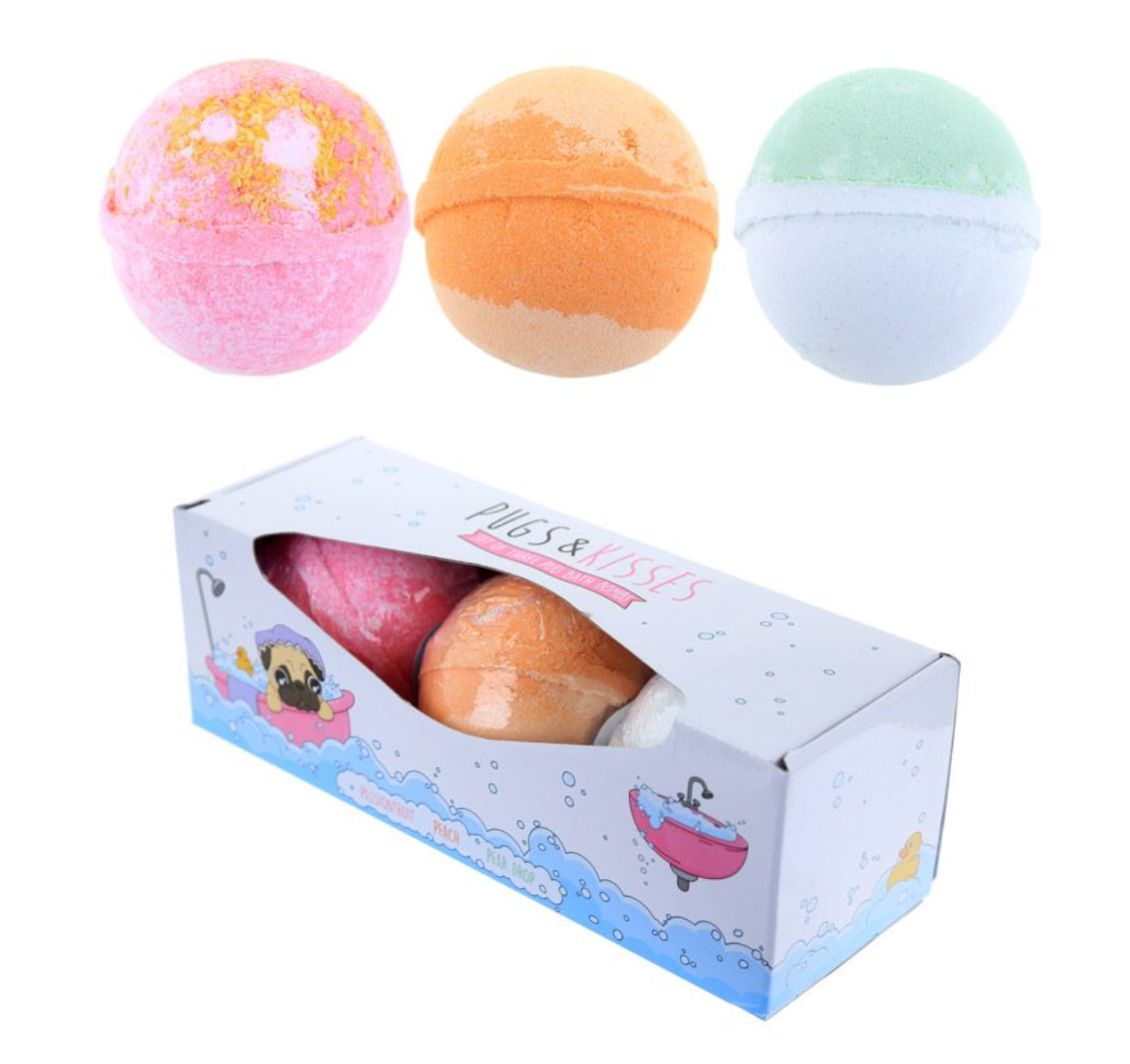 Kylpypallot 3-pack, Pugs and Kisses