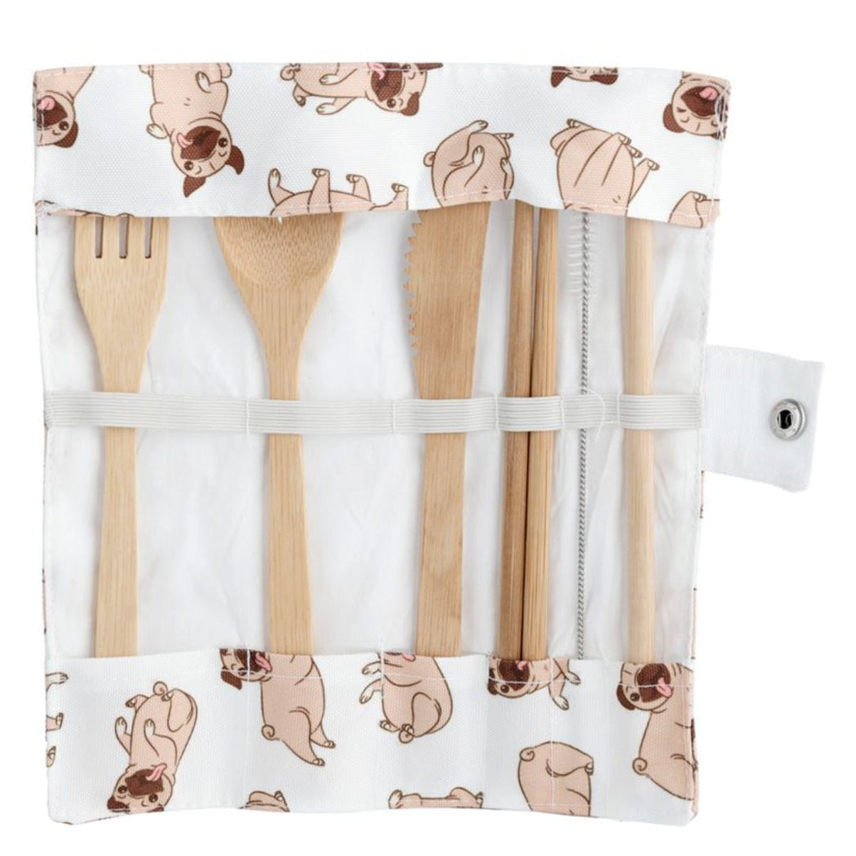 Mopsi 100% bambu aterinsetti kangaskotelossa