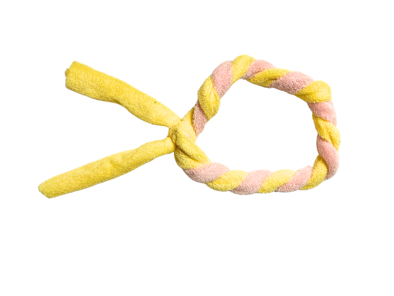 Pää-/hiuspanta frotee, kelta/pinkki