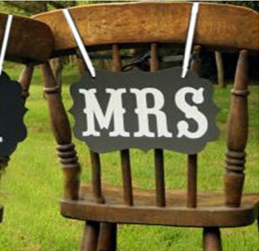 Photo booth rekvisiitta wedding, Mr & Mrs (2kpl)