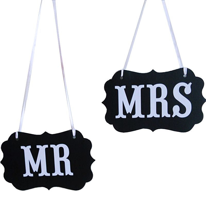 Photo booth rekvisiitta wedding, Mr & Mrs (2kpl)